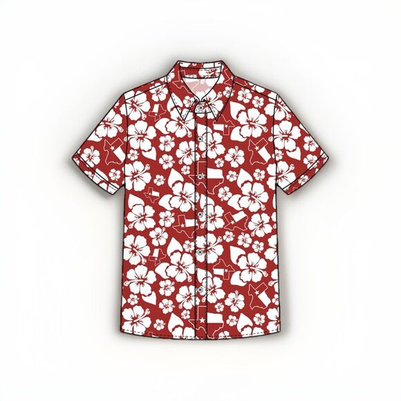 Texas red Hawaiian Shirts Short Sleeve Beach Floral button down SZ small Medium - Picture 2 of 7